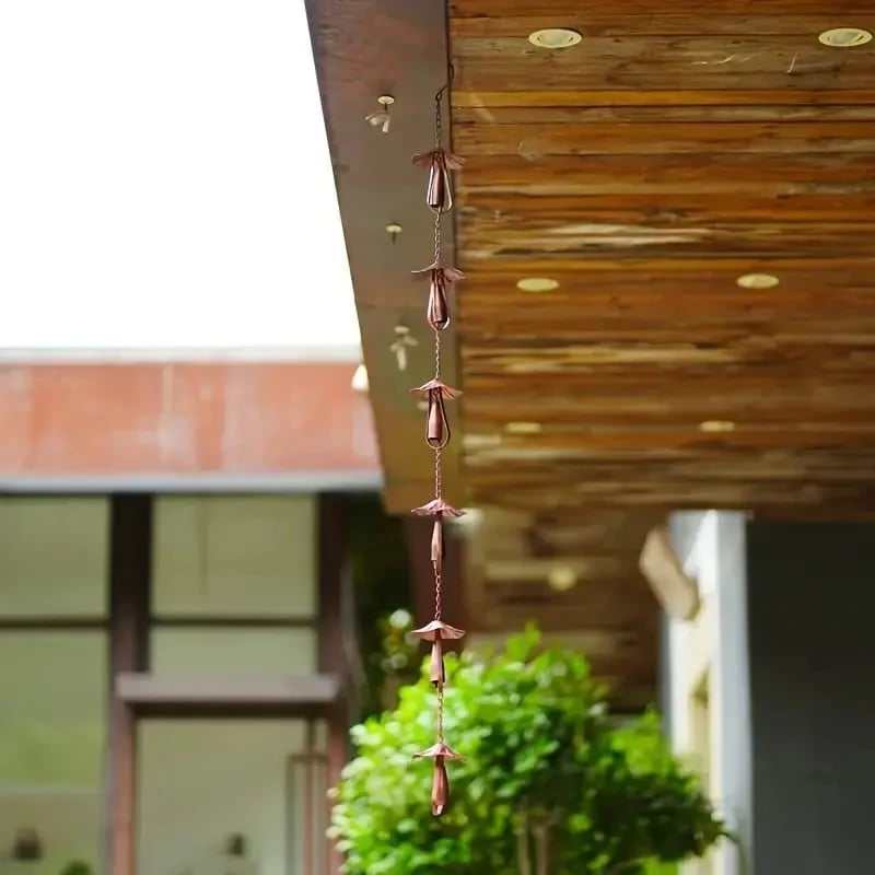 🍄 Vintage Iron Mushroom Rain Chain | Rustic Outdoor Decor & Wind Chime