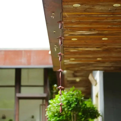 🍄 Vintage Iron Mushroom Rain Chain | Rustic Outdoor Decor & Wind Chime