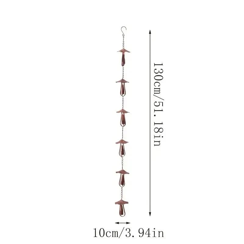 🍄 Vintage Iron Mushroom Rain Chain | Rustic Outdoor Decor & Wind Chime