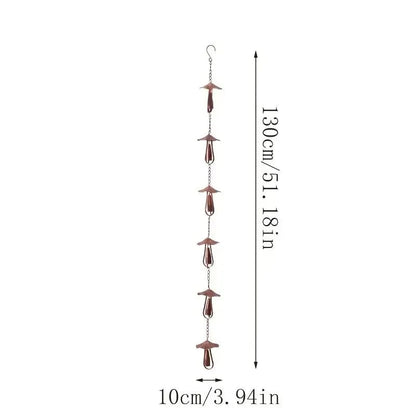 🍄 Vintage Iron Mushroom Rain Chain | Rustic Outdoor Decor & Wind Chime