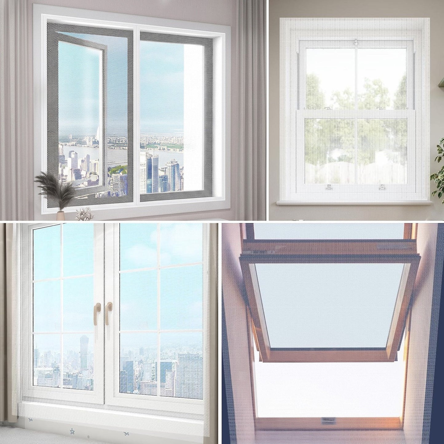 DIY Cut-to-Size Self-Adhesive Window Screen Mesh – No-Drill Mosquito & Insect Fly Screen
