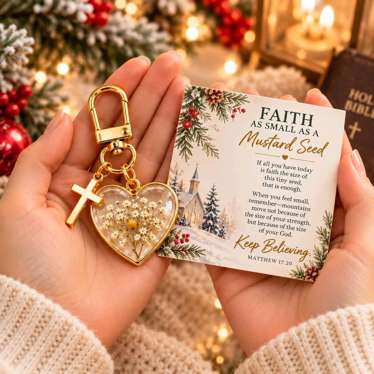 ✝️ Mustard Seed Faith Keychain — Keep Believing