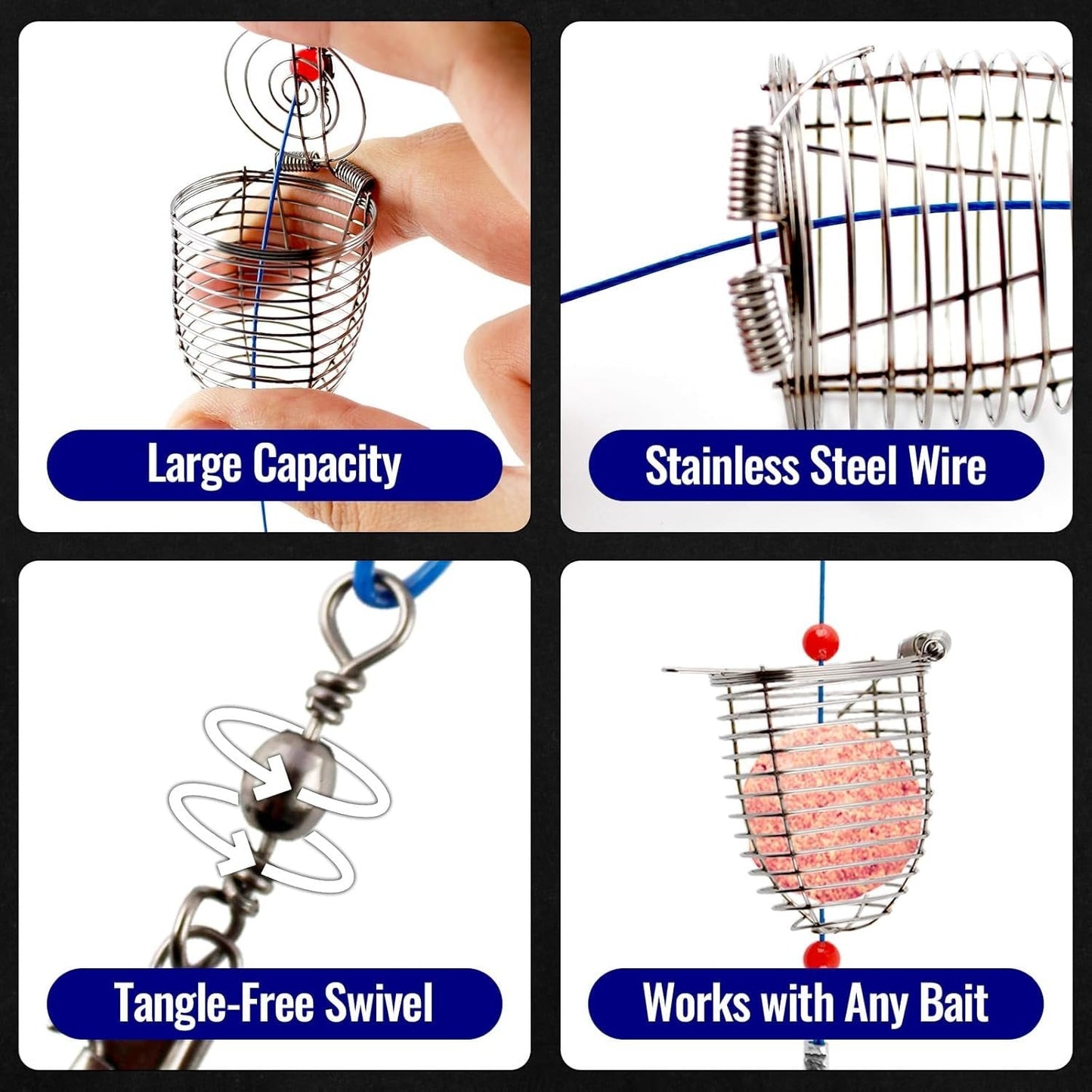 Tyiipro™ Stainless Steel Fishing Bait Cage Feeder – Durable Fish Attracting Rig Attachment