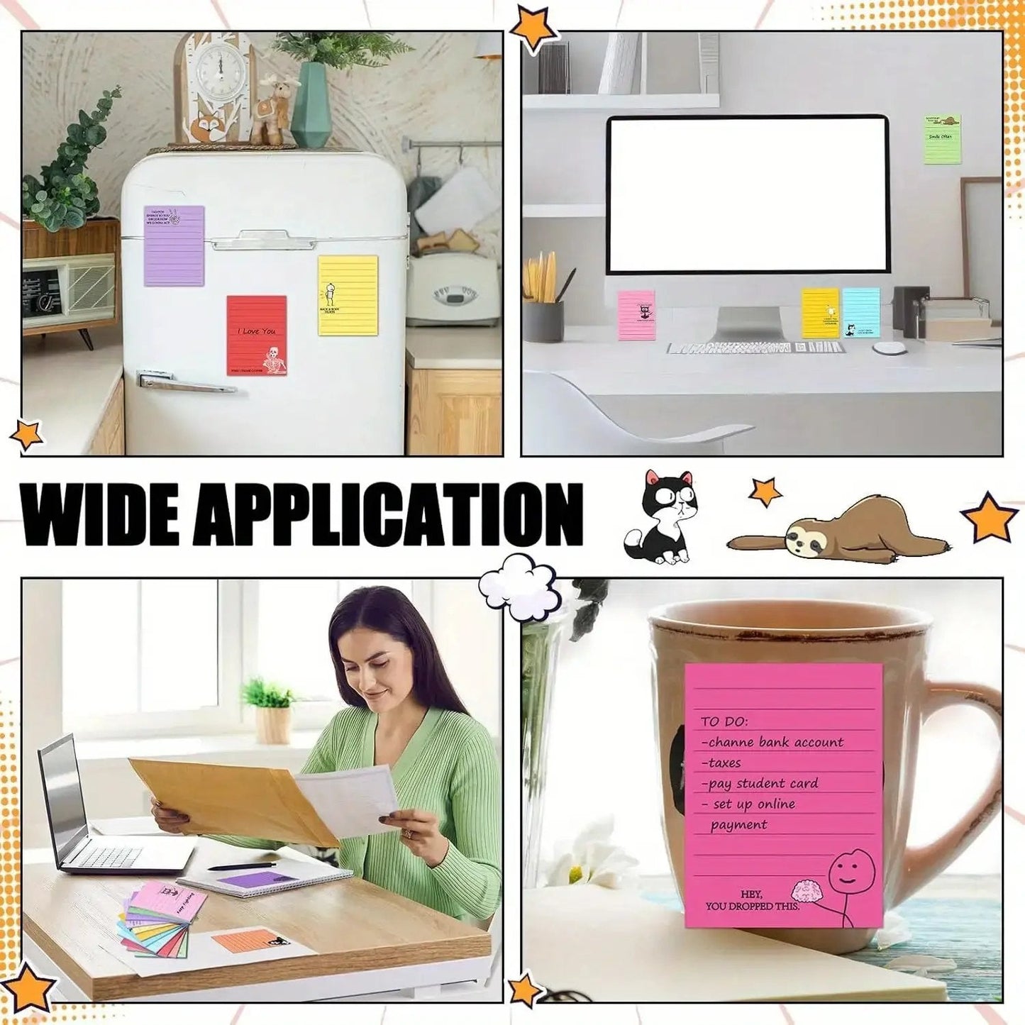🔥12 Pads Funny Office Sticky Notes Set — 12 Unique Designs | Sarcastic & Quirky, Perfect Coworker Gift🎁
