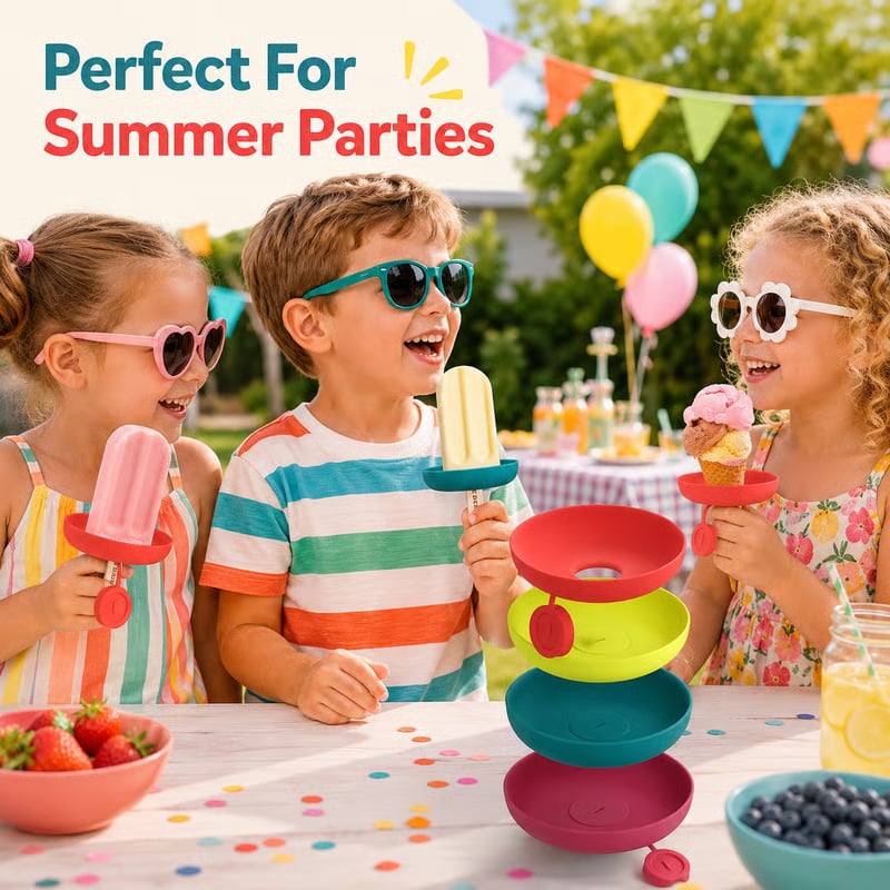 4PCS Silicone Ice Pop Holder - Drip Catcher for Frozen Treats - Dishwasher Safe Summer Kids and Toddler Essentials