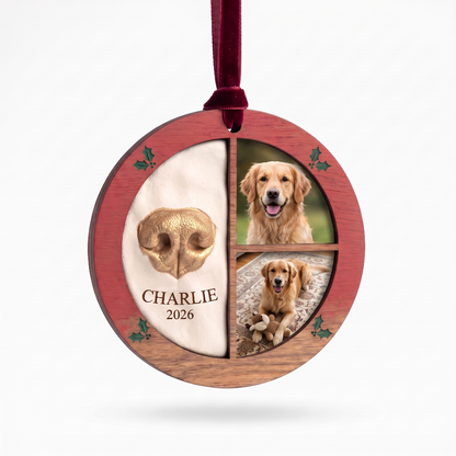 TYII™ Personalized Dog Nose Print Keepsake Ornament – Custom Pet Photo Memorial Christmas Ornament for Dog Lovers