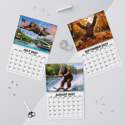 TYII™ Sasquatch Bigfoot 2027 Wall Calendar – Funny 12-Month Cryptid Calendar, 8.5" × 11" Spiral Hanging Calendar