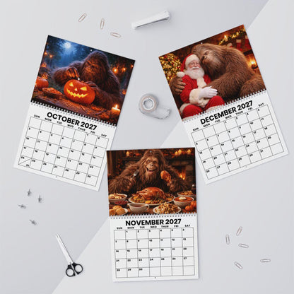 TYII™ Sasquatch Bigfoot 2027 Wall Calendar – Funny 12-Month Cryptid Calendar, 8.5" × 11" Spiral Hanging Calendar