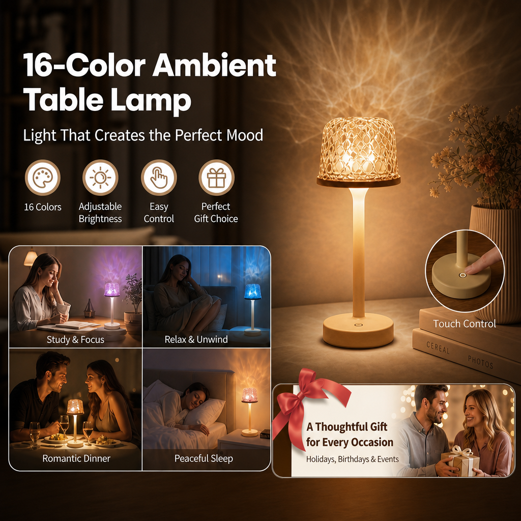 TYIIPRO™ 16-Color Aurora Water Ripple Ambient Lamp - Remote Control • Ocean Wave Projection