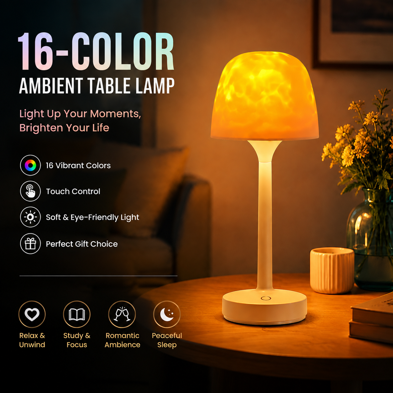 TYIIPRO™ 16-Color Aurora Water Ripple Ambient Lamp - Remote Control • Ocean Wave Projection