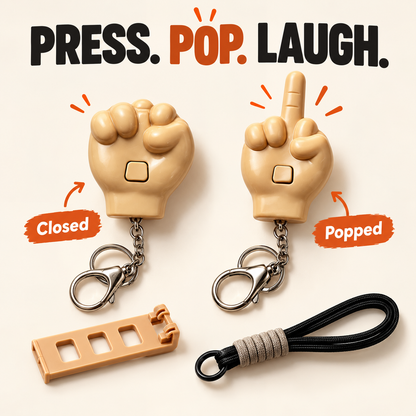 😂 Press-to-Pop Middle Finger Keychain & Phone Stand Set