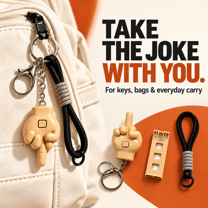 😂 Press-to-Pop Middle Finger Keychain & Phone Stand Set