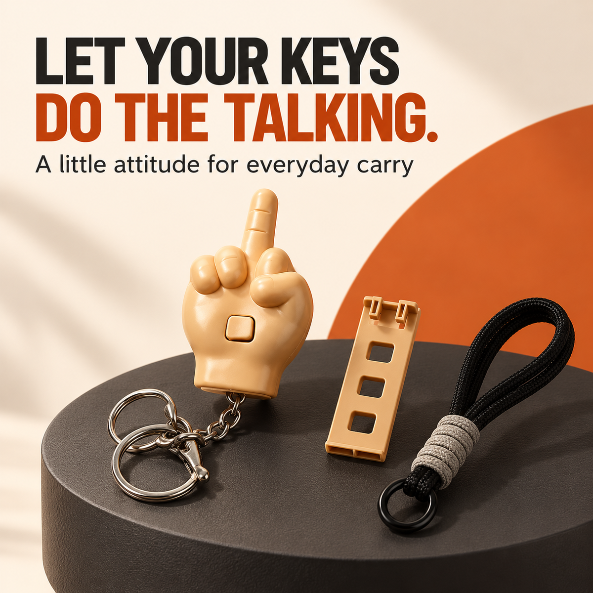 😂 Press-to-Pop Middle Finger Keychain & Phone Stand Set
