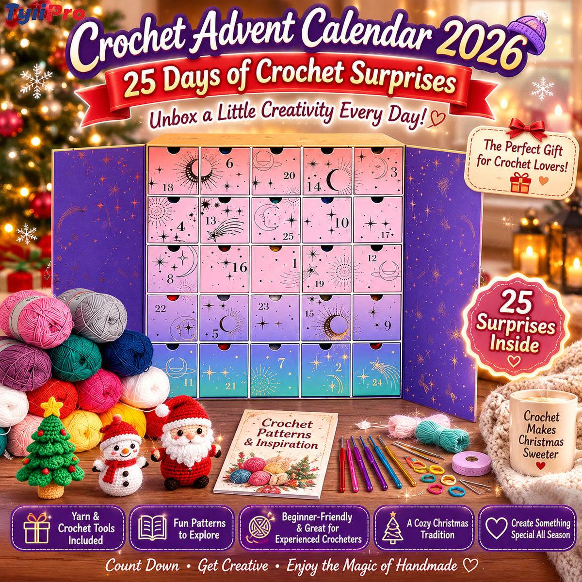 🧵 Crochet Advent Calendar 2026 – 25 Days of Yarn, Crochet Tools, Patterns & Creative Surprises