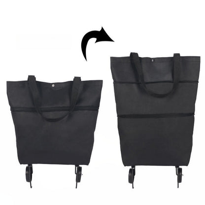🔥HOT SALE 50% OFF🔥2-in-1 Foldable Shopping Cart Bag with Wheels – Reusable Rolling Grocery Tote