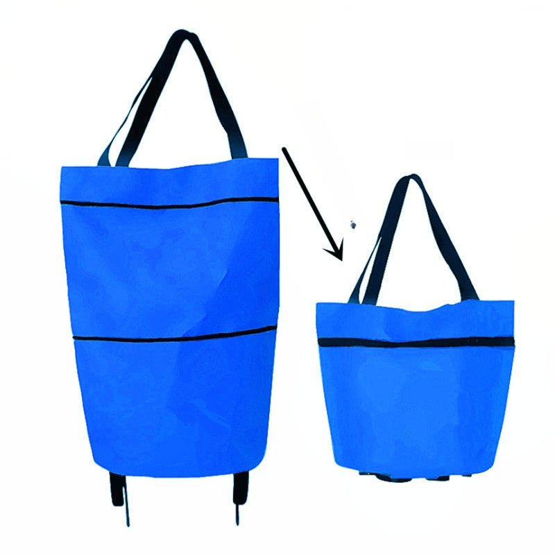 🔥HOT SALE 50% OFF🔥2-in-1 Foldable Shopping Cart Bag with Wheels – Reusable Rolling Grocery Tote