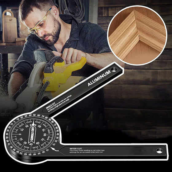 Tyiipro™ 7-Inch Aluminum Miter Saw Angle Finder – Foldable Miter Gauge & Precision Angle Measuring Tool