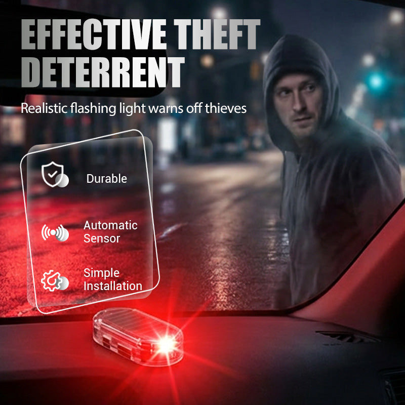 Solar Car Anti-Theft Light – solar + USB charged, auto-flashes at night. Realistic LED mimics active alarm – deters thieves without wiring. Heat-resistant, stick & go! 🛡️💡