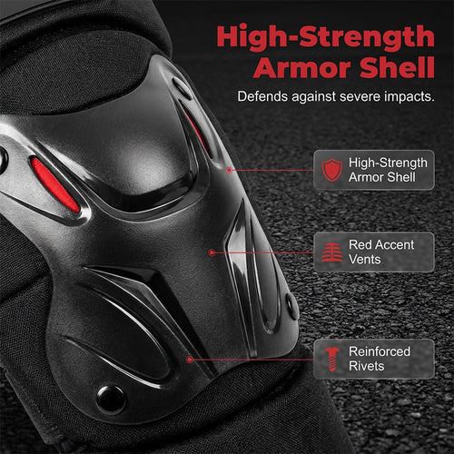 🏍️ Motorcycle Protective Gear Set – Hard Shell Knee & Elbow Guards with Adjustable Fit