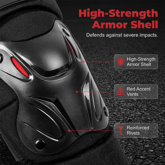 🏍️ Motorcycle Protective Gear Set – Hard Shell Knee & Elbow Guards with Adjustable Fit
