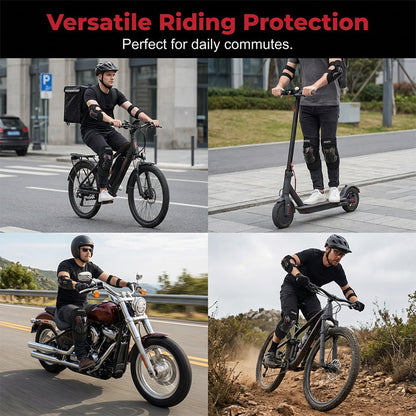 🏍️ Motorcycle Protective Gear Set – Hard Shell Knee & Elbow Guards with Adjustable Fit
