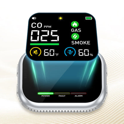 5-in-1 Plug-In Gas & Smoke Detector with LCD Display