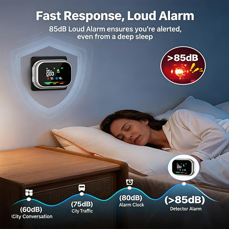 5-in-1 Plug-In Gas & Smoke Detector with LCD Display