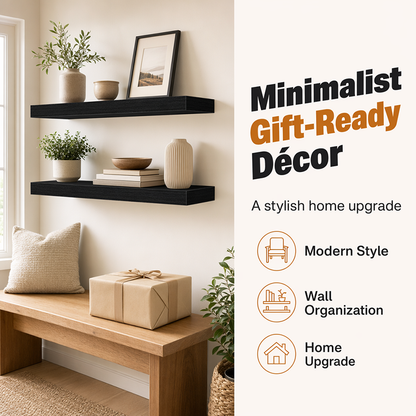 Minimalist Wooden Floating Wall Shelves