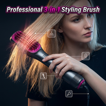 Professional 3-in-1 Hot Air Brush – Dry, Detangle & Volumize in One Step ✨