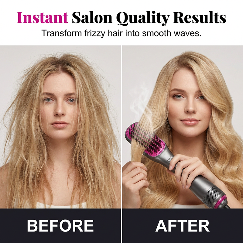Professional 3-in-1 Hot Air Brush – Dry, Detangle & Volumize in One Step ✨