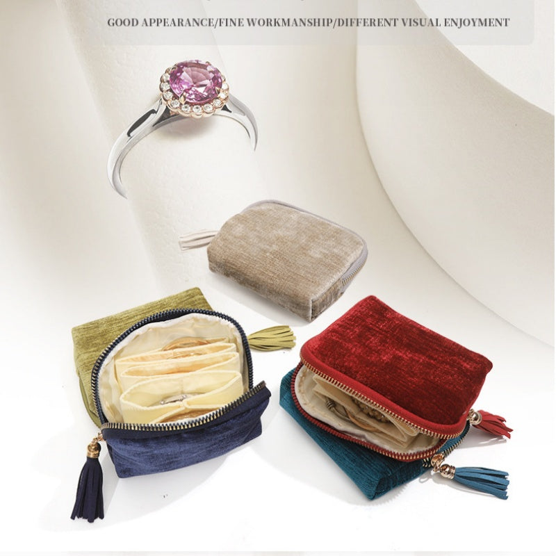 Mini Travel Jewelry Bag with Zipper – Compact Jewelry Organizer for Rings, Earrings & Necklaces
