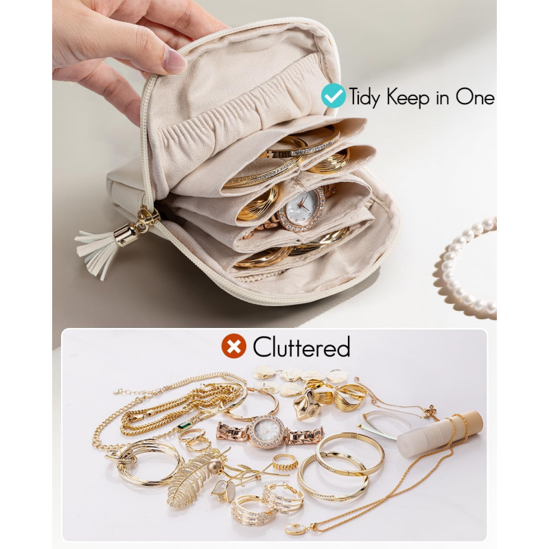 Mini Travel Jewelry Bag with Zipper – Compact Jewelry Organizer for Rings, Earrings & Necklaces
