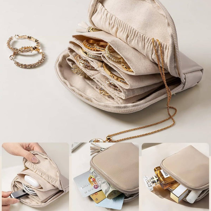 Mini Travel Jewelry Bag with Zipper – Compact Jewelry Organizer for Rings, Earrings & Necklaces