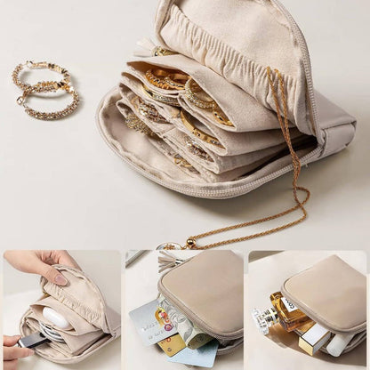 Mini Travel Jewelry Bag with Zipper – Compact Jewelry Organizer for Rings, Earrings & Necklaces