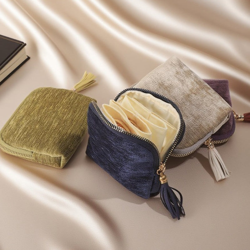 Mini Travel Jewelry Bag with Zipper – Compact Jewelry Organizer for Rings, Earrings & Necklaces