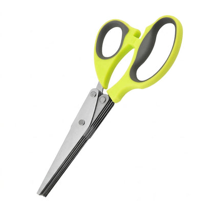 5-Blade Herb Scissors with Cleaning Brush – Stainless Steel Kitchen Herb Cutter