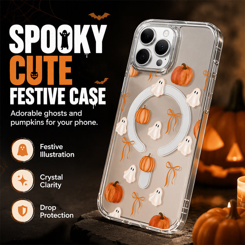 🎃TYIIPRO™ Halloween Candy Ghost Phone Case – Cute Pumpkin & Ghost Design, Shockproof Magnetic Case