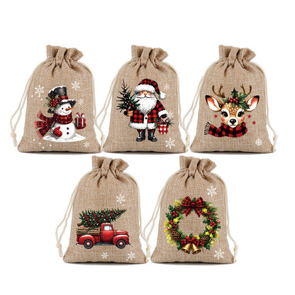 Christmas Drawstring Gift Bags – Reusable Santa & Reindeer Treat Bags
