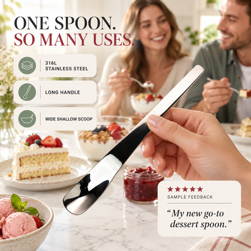 🥄Tyiipro™ Long-Handle 316L Stainless Steel Dessert Spoon