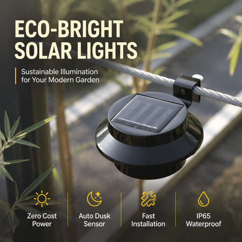 Tyiipro™ 3-LED Solar Outdoor Lights – Weatherproof Garden, Fence & Gutter Lights with Auto/Manual On/Off