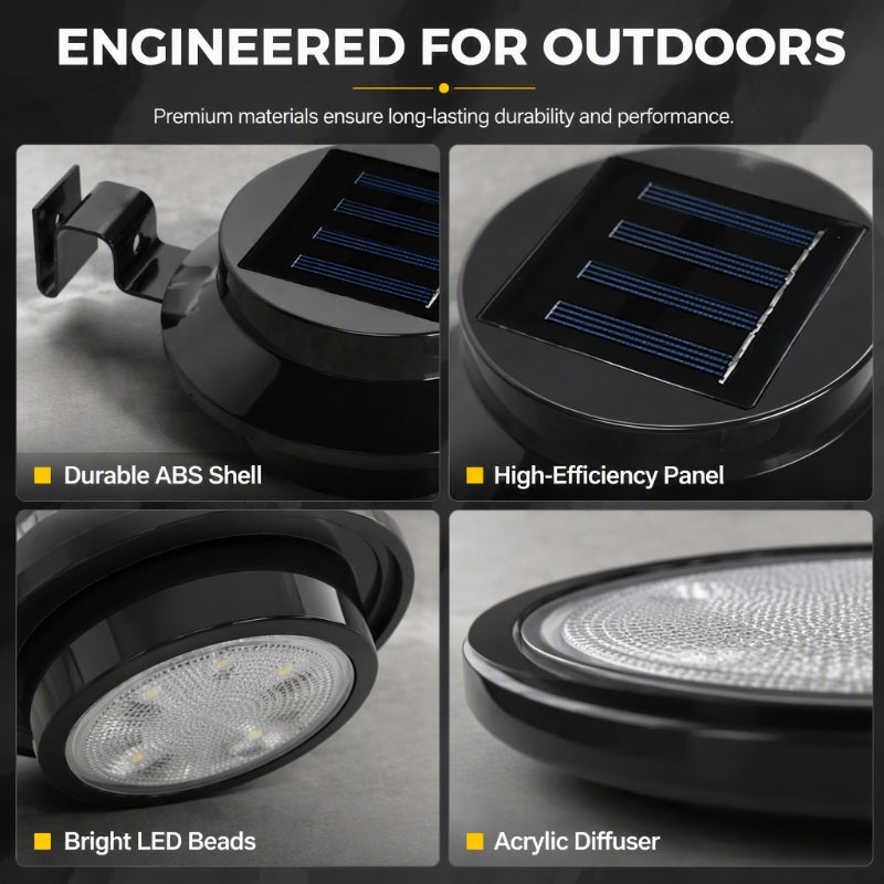 Tyiipro™ 3-LED Solar Outdoor Lights – Weatherproof Garden, Fence & Gutter Lights with Auto/Manual On/Off