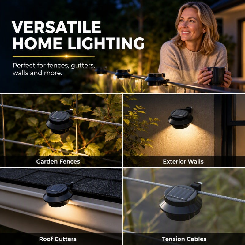 Tyiipro™ 3-LED Solar Outdoor Lights – Weatherproof Garden, Fence & Gutter Lights with Auto/Manual On/Off