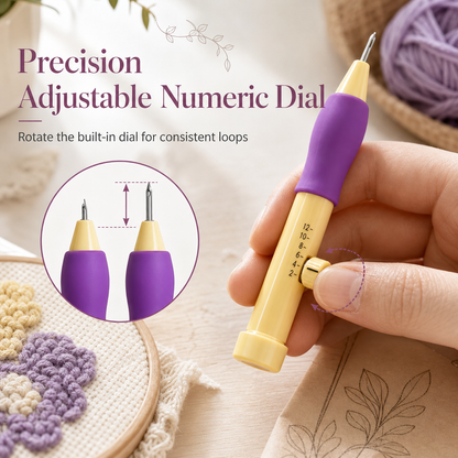 Punch Needle Embroidery Tool Kit – Adjustable Punch Needle Pen with 3 Needle Sizes