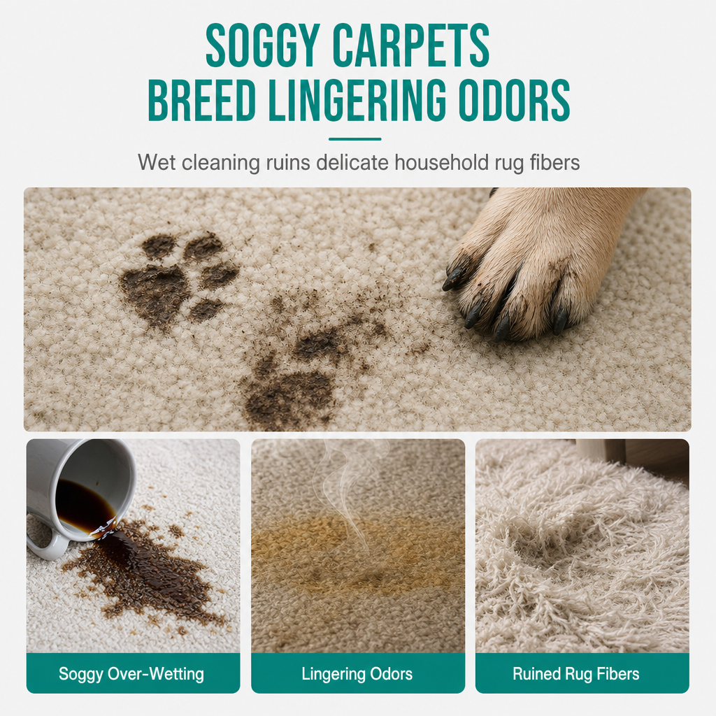 Waterless Fabric & Carpet Cleaner – Deep Cleaning Foam with Scrubbing Applicator