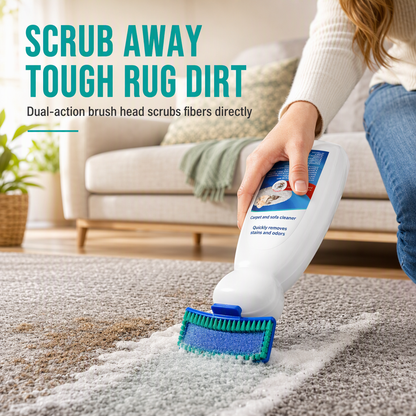 Waterless Fabric & Carpet Cleaner – Deep Cleaning Foam with Scrubbing Applicator