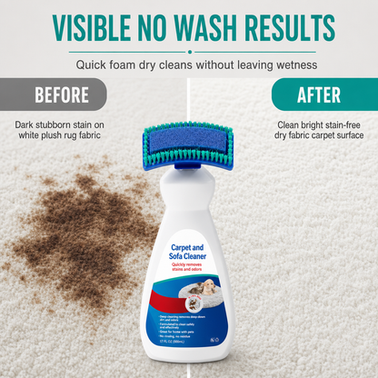 Waterless Fabric & Carpet Cleaner – Deep Cleaning Foam with Scrubbing Applicator
