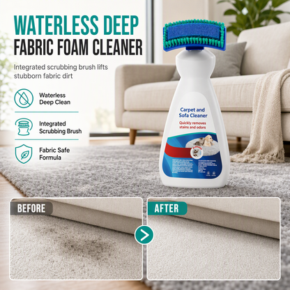 Waterless Fabric & Carpet Cleaner – Deep Cleaning Foam with Scrubbing Applicator