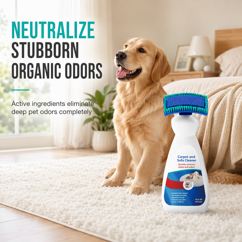 Waterless Fabric & Carpet Cleaner – Deep Cleaning Foam with Scrubbing Applicator