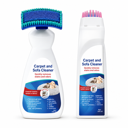 Waterless Fabric & Carpet Cleaner – Deep Cleaning Foam with Scrubbing Applicator