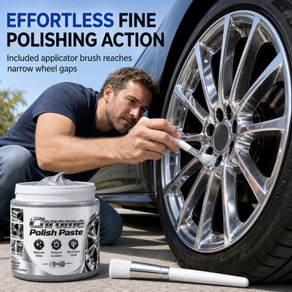 Metal Chrome Polish & Restorer Paste with Brush – 100g Metal Cleaner for Automotive & Household Use